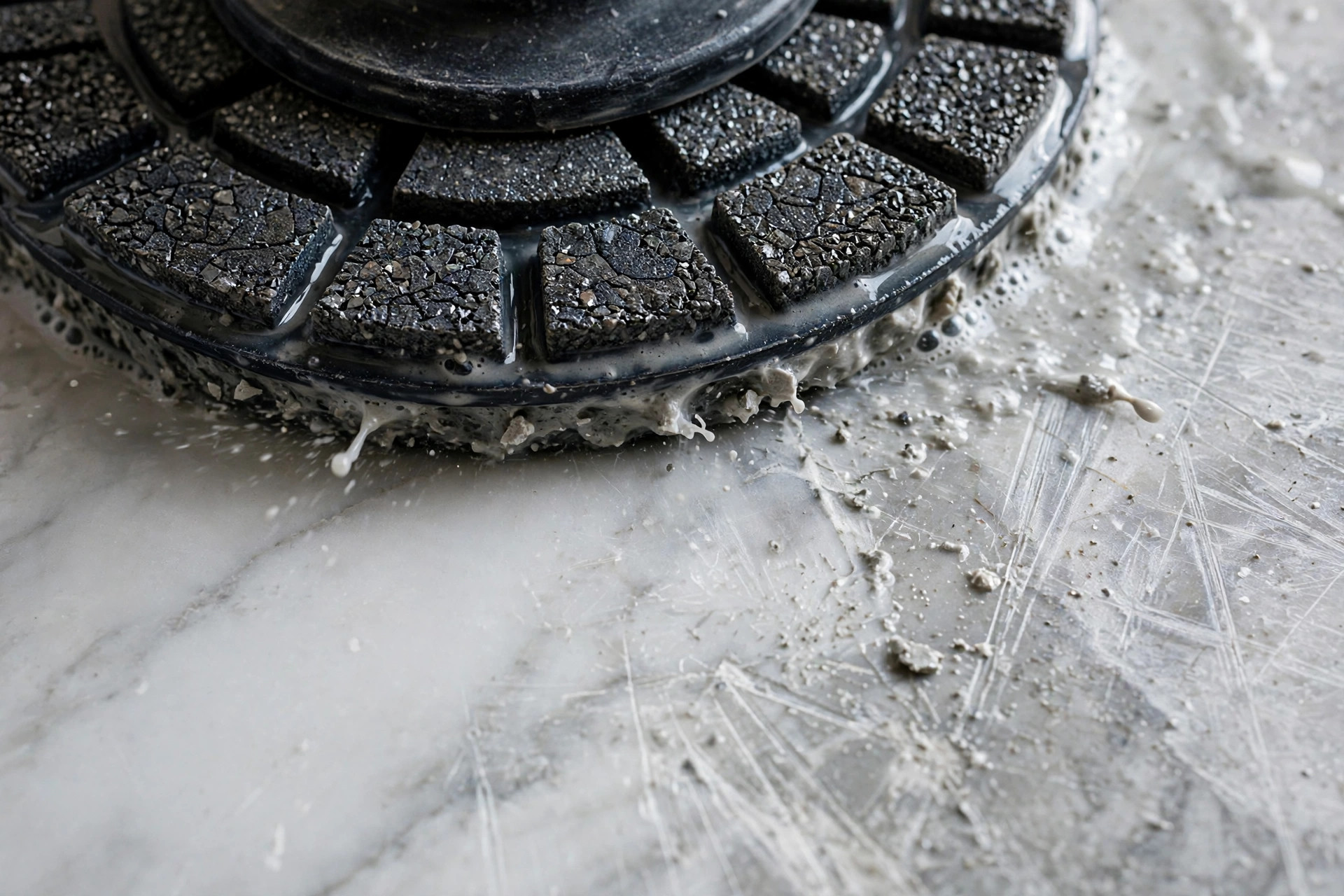 Diamond honing a marble floor in New Orleans