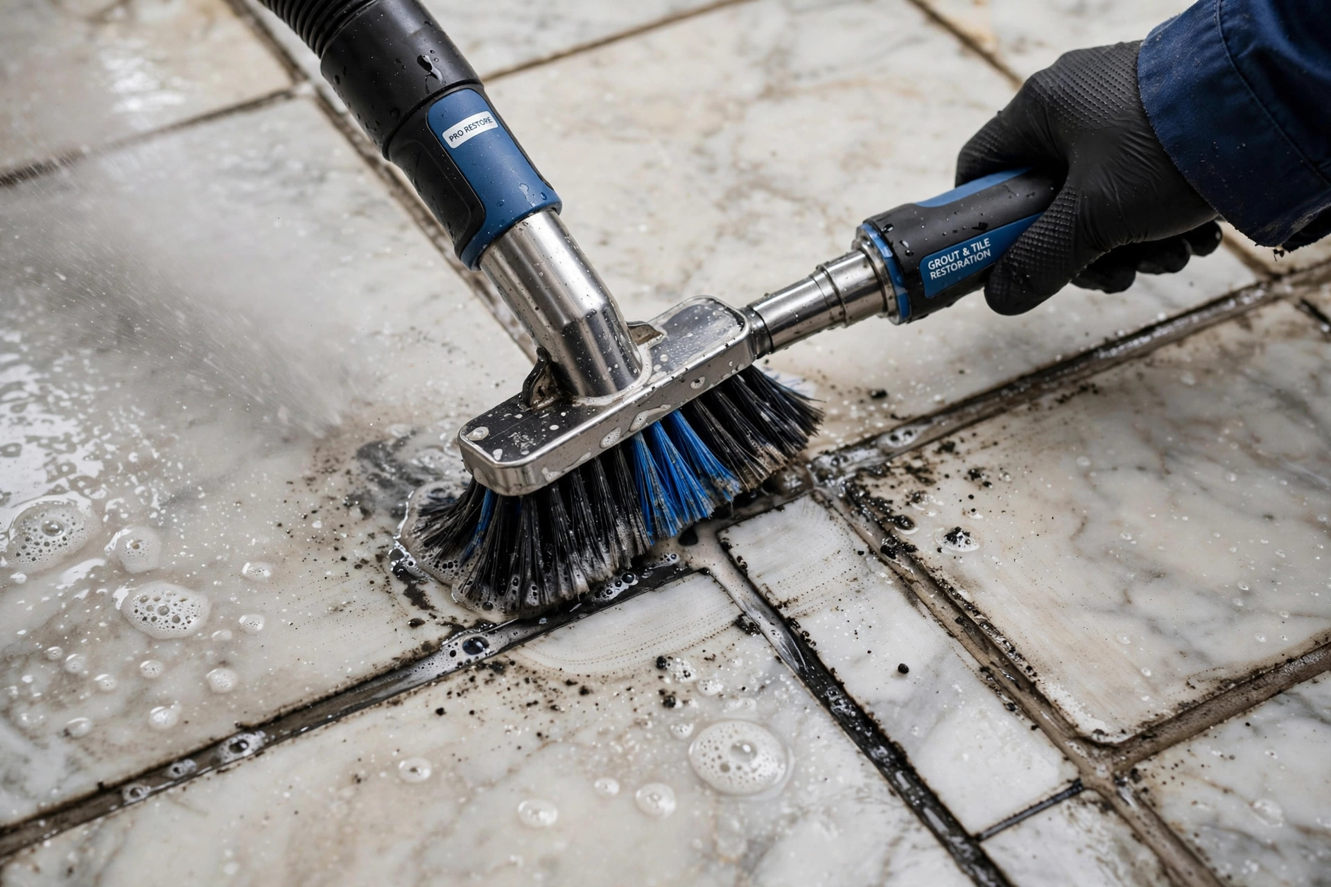 Marble tile grout cleaning and restoration