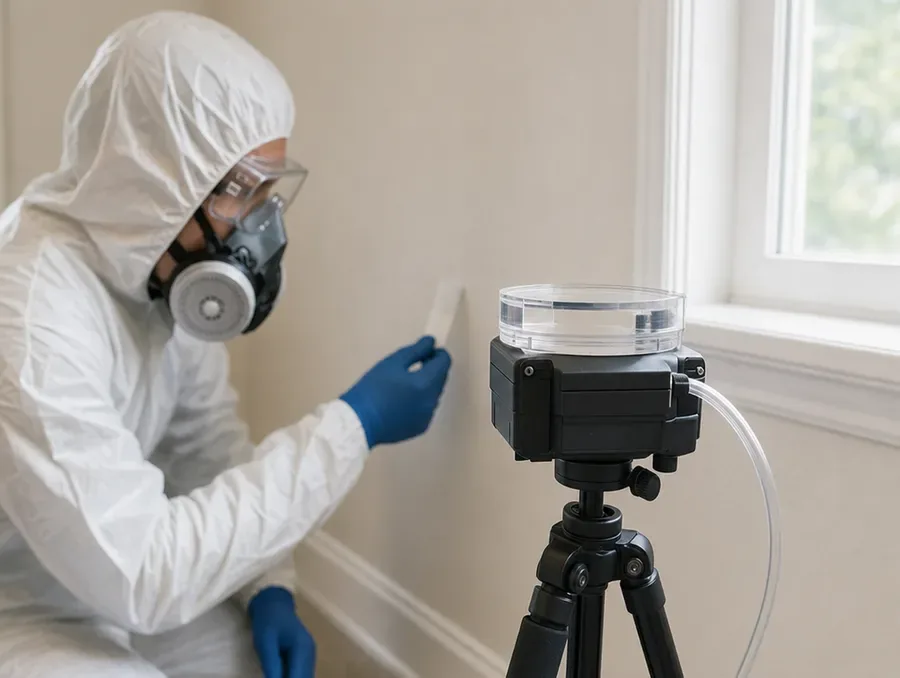 Technician testing indoor air quality for mold in New Orleans
