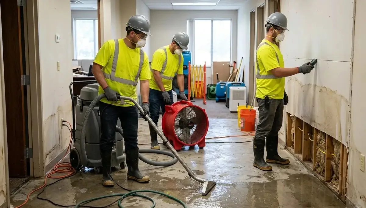 Restoration crew extracting floodwater from a New Orleans home